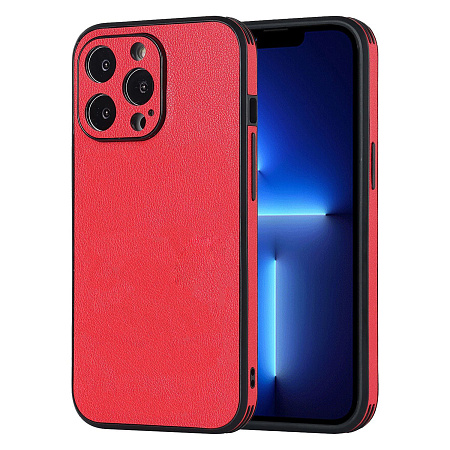 Чехол силиконовый для iPhone 14 Pro (6.1), экокожа, DU DU, красный