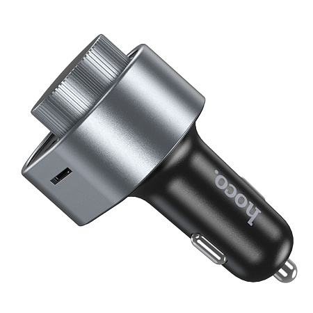 Bluetooth FM модулятор, E72, HOCO, 1 PD 30W+1 USB 3.1A+1 USB 5V/0,5A (для USB накопителя), серый