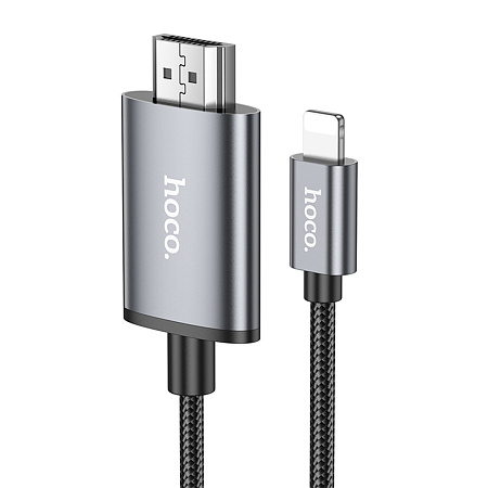 HDMI кабель на Lightning, UA27, HOCO, 2м, металлический серый