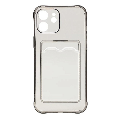 Чехол силиконовый для iPhone 12 (6.1), с карманом для карты, с защитой камеры, X-CASE, затемненный