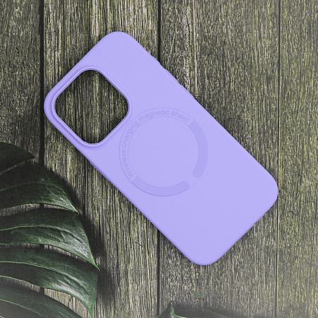 Чехол-накладка для iPhone 15 Pro, Silicon Case, магнитный (MagSafe), без лого, X-CASE, сиреневый