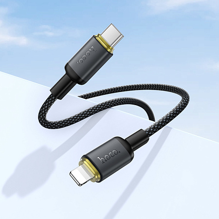 Кабель Lightning to Type-C (PD), HOCO, X128, 1м, 30W, чёрный