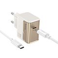 Сетевое зарядное устройство, 1 PD 30W (CS72A), HOCO, Type-C to Type-C, белый