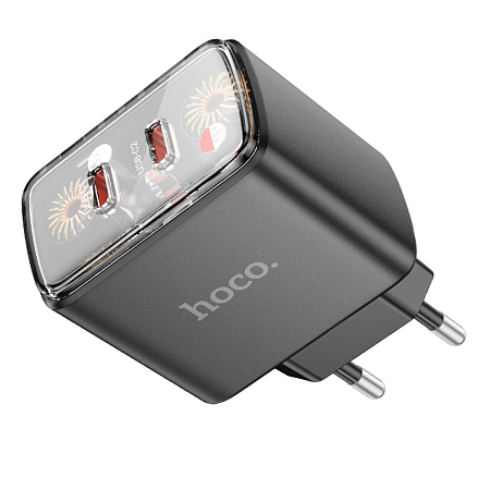 Сетевое зарядное устройство, 2 PD 45W (CS43A), HOCO, черный