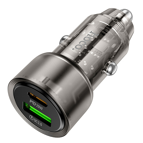 Автомобильное зарядное устройство, 1 USB 18W, 1 PD 20W (Z52), HOCO, черный