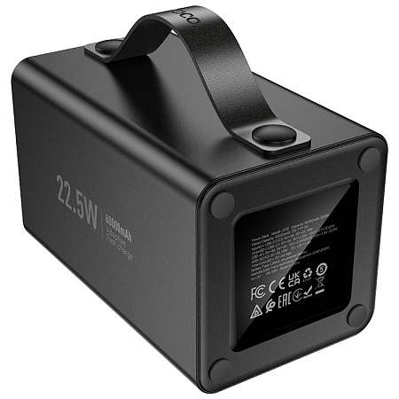 Универсальный Доп. Аккумулятор 60000mAh, J138, HOCO, 1 USB-A (22.5W)+2 USB-A+1 PD (20W)+DC12V, вход  Type-C, черный