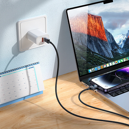 Кабель Lightning to Type-C (PD), HOCO, X118, 1м, с дисплеем, черный