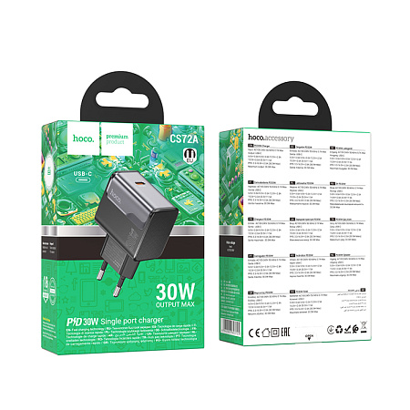 Сетевое зарядное устройство, 1 PD 30W (CS72A), HOCO, цвет черный
