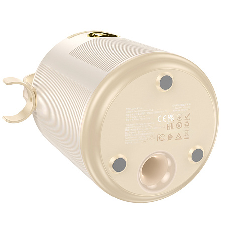 Колонка BS59, +2 беспроводных микрофона, с дискошаром, Pearlescent BT speaker with mic, HOCO, бежевая