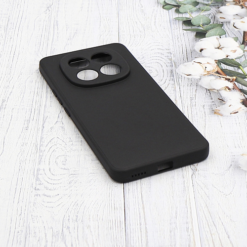 Чехол силиконовый для Xiaomi Redmi Note 14 Pro (4G), с микрофиброй внутри, с защитой камеры, X-CASE, черный