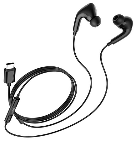 Проводные наушники M1 Pro, Type-C, HOCO, вакуумные с микрофоном, черные