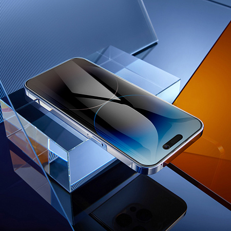Защитное стекло для iPhone 15 Pro Max, G15, HOCO, Guardian shield series full-screen anti-spy tempered glass, черное