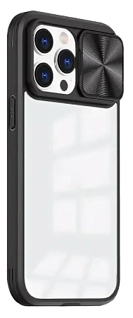 Чехол силиконовый для iPhone 14 Pro Max (6.7), с выдвижной защитой камеры, X-CASE, черный