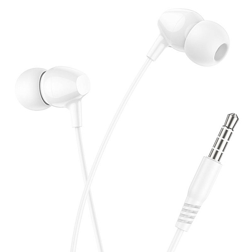 Проводные наушники M94, Universal earphones with microphone, HOCO, вакуумные, белые