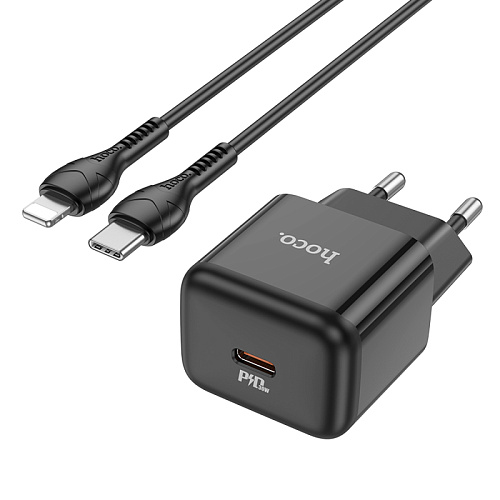 Сетевое зарядное устройство, 1 PD 30W (N32), HOCO, Type-C to Lightning, черный