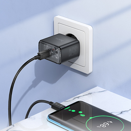 Сетевое зарядное устройство, 1 PD 35W (CS41A), HOCO, Type-C to Type-C, черный