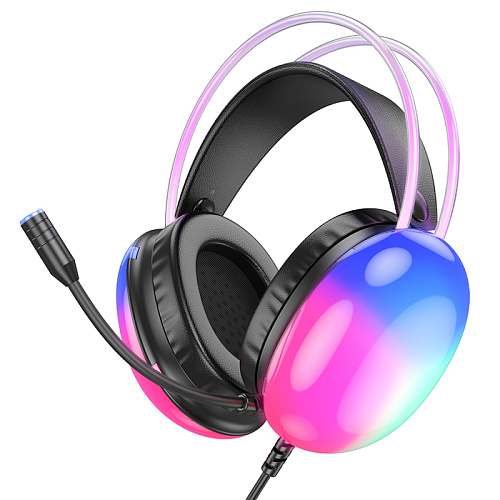 Проводные наушники W109 Plus, HOCO, игровые с микрофоном, USB 7.1, черный