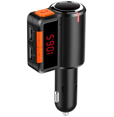 FM-модулятор c bluetooth, M10, с переходником АЗУ на АЗУ +2USB 3.1A+ кнопка ответа
