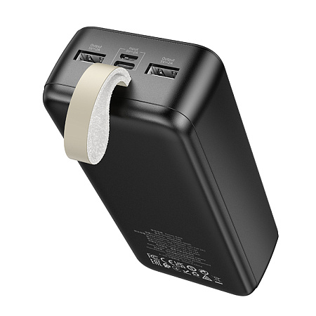 Универсальный Доп. Аккумулятор 30000mAh, J128B, HOCO, выход: 2 USB (5V/2A), черный