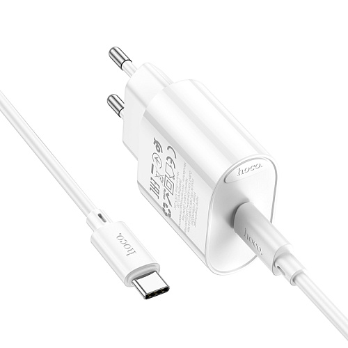 Сетевое зарядное устройство, 1 PD 20W (C109A), HOCO, Type-C to Type-C, белый