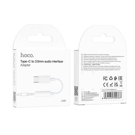Переходник с Type-C на Jack, LS35, HOCO, белый