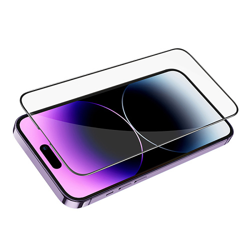 Защитное стекло для iPhone 14 Pro Max, G5, HOCO, Full screen silk screen HD tempered glass, черное