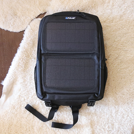 Рюкзак водонепроницаемый для фотоаппарата, камеры и др., 5018, PULUZ, с солнечной батареей 12Вт, черный