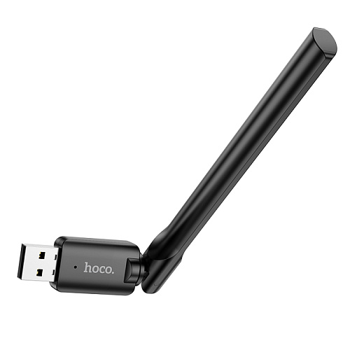 Адаптер WiFi4 USB, HI32, HOCO, антенна, черный