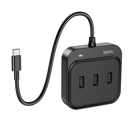 USB Хаб (HB31) с 1 Type-C на 1 USB 3.0+3 USB 2.0, L=0.2M, HOCO, черный