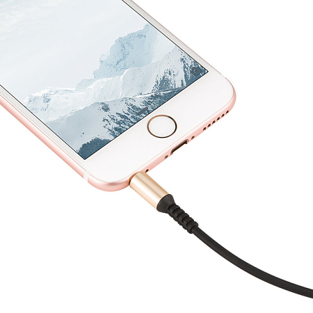 AUX Audio кабель 3,5 мм, UPA02, HOCO, черный, угловой