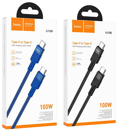 USB дата кабель 2 в 1, USB-A to Type-C или Type-C to Type-C, U106, HOCO, черный