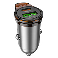 Автомобильное зарядное устройство, 1 USB QC3.0 18W, 1 PD 25W (NZ16A), HOCO, серый