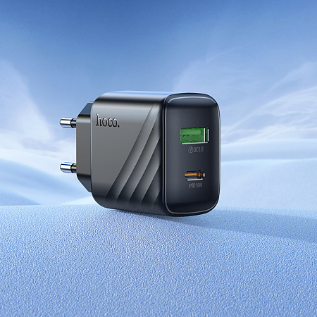 Сетевое зарядное устройство, 1 PD 20W + 1 USB 3.0 QC (CS25A), HOCO, черный