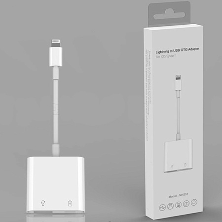 OTG (USB 3.0) Lightning+зарядка Lightning, белый