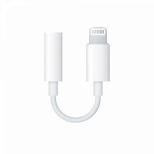 Переходник Lightning to наушники Jack, без bluetooth, музыка, без поддержки разговора, переключение громкости, белый