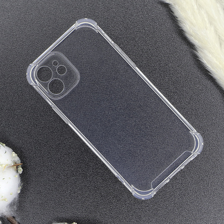 Чехол силиконовый для iPhone 12 (6.1), усиленные края, с защитой камеры, X-CASE, прозрачный
