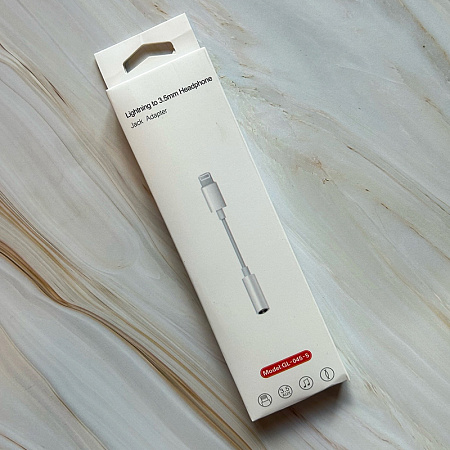 Переходник Lightning to наушники Jack, без bluetooth, GL-045-5, музыка+разговора, высокое качество, белый
