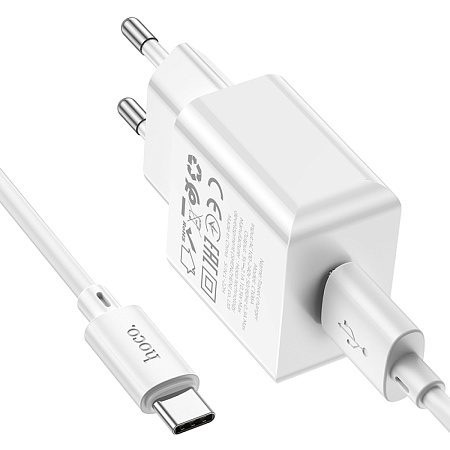 Сетевое зарядное устройство, 1 USB 2.1A (C106A), HOCO, Type-C, белый