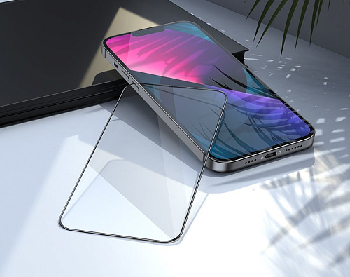 Защитное стекло на iPhone 13 mini (5.4) A31, HOCO, Full screen 3D, с сеточкой для динамика, черное