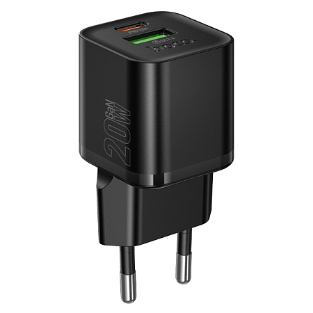 Сетевое зарядное устройство, 1 PD 20W + 1 USB 3.0 QC (N65), HOCO, черный