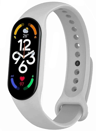 Ремешок на руку для Mi band 5/6/7, силиконовый, серый