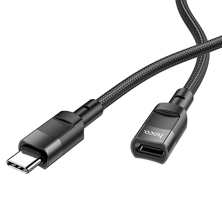 USB удлинитель с Type-C (папа) на Type-C (мама), 1.2 m, USB 2.0, HOCO, U107, черный