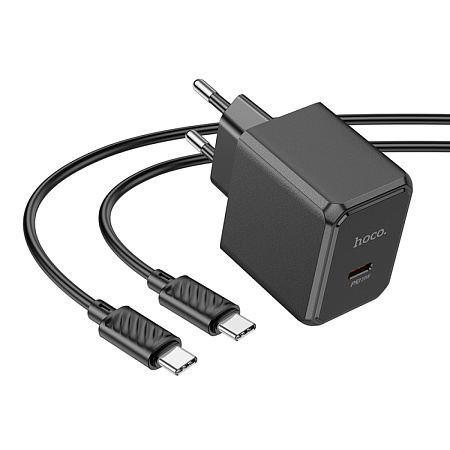 Сетевое зарядное устройство, 1 PD 20W (CS13A), HOCO, Type-C to Type-C, черный
