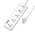 Сетевой фильтр на 5 розеток+3 USB+1 PD, 1.5м, AC14A, HOCO, белый