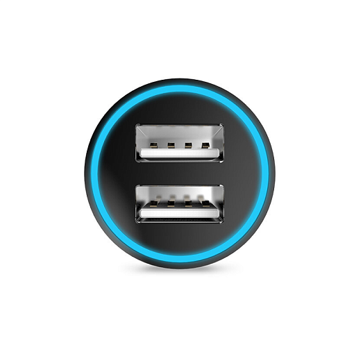 Автомобильное зарядное устройство, 2 USB 2.4A (UC204), HOCO, черный