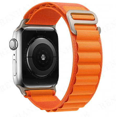 Ремешок на руку для Apple Watch 42/44/45/49 мм, тканевый, оранжевый
