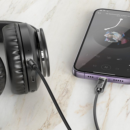 AUX Audio кабель 3,5 мм на Lightning, UPA30, HOCO, черный