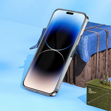 Защитное стекло для iPhone 14 Pro Max, A34, HOCO, 9D large arc dustproof glass, черное