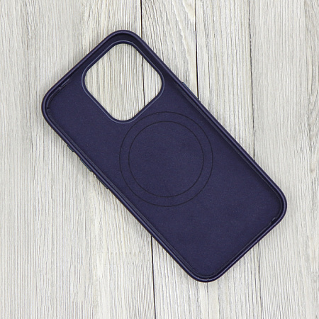 Чехол-накладка для iPhone 15 Pro Max, экокожа, магнитный (MagSafe), без лого, X-CASE, темно-синий