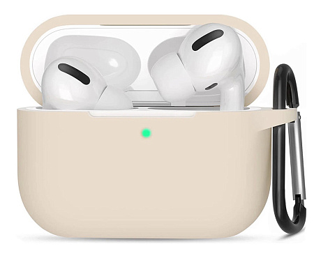 Чехол силиконовый для Airpods Pro/Pro 2, X-CASE, розовый песок с карабином (Pink Sand)
